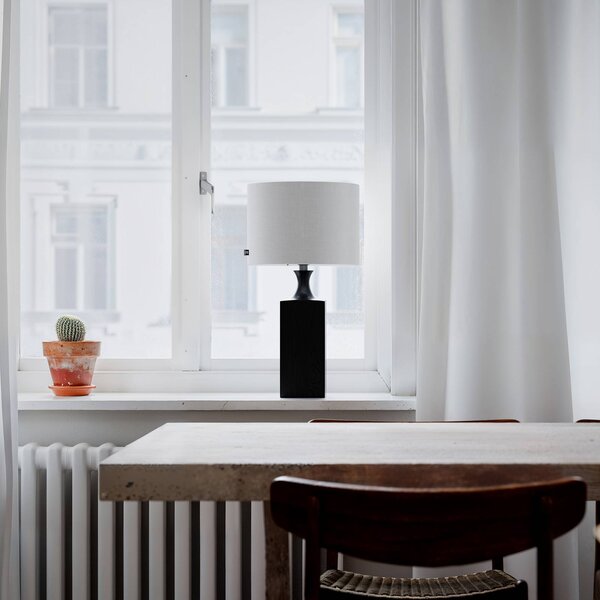 By Rydéns Stolní lampa Woody od Rydens, výška 56 cm, černá/bílá, dřevo, Černá, Obývací pokoj / jídelna, Dřevo