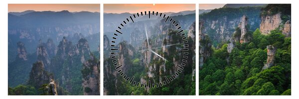 Obraz - Národní lesní park Zhangjiajie (s hodinami) (90x30 cm)