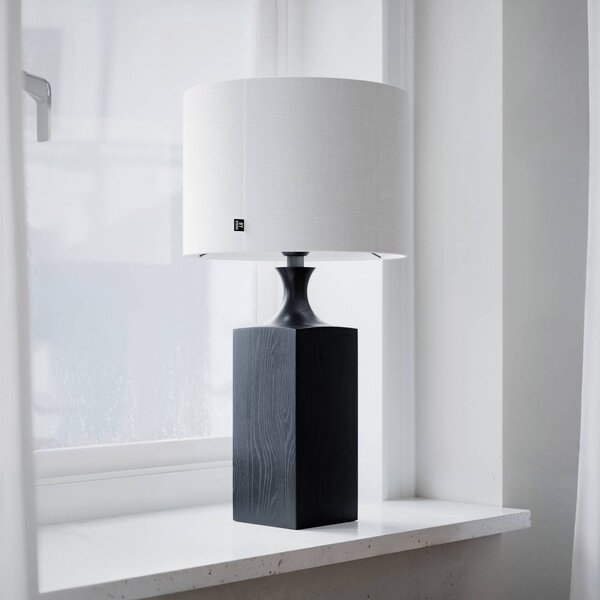 By Rydéns Stolní lampa Woody od Rydens, výška 56 cm, černá/bílá, dřevo, Černá, Obývací pokoj / jídelna, Dřevo