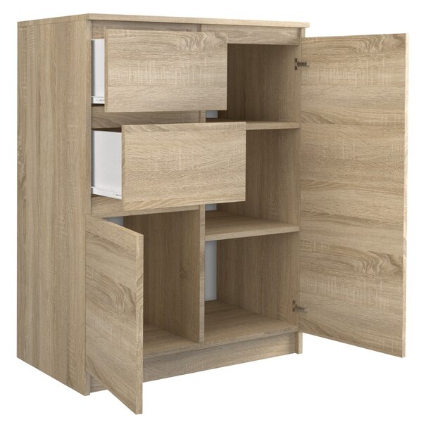 Topeshop 2D2S SONOMA, Dub, 2 zásuvka/zásuvek, Dřevotřískové desky, Jednobarevný, Moderní, Dřevotřískové desky
