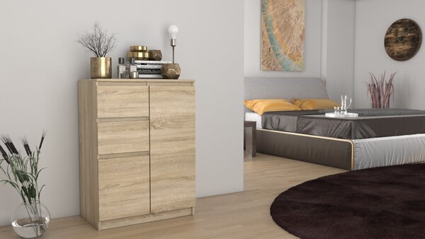Topeshop 2D2S SONOMA, Dub, 2 zásuvka/zásuvek, Dřevotřískové desky, Jednobarevný, Moderní, Dřevotřískové desky