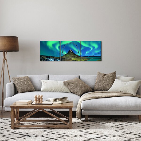 Obraz - Kirkjufell, Island (s hodinami) (90x30 cm)