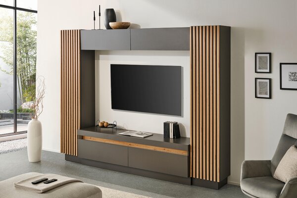 OBÝVACÍ STĚNA antracitová, dub artisan Carryhome - Online Only obývací stěny, Online Only