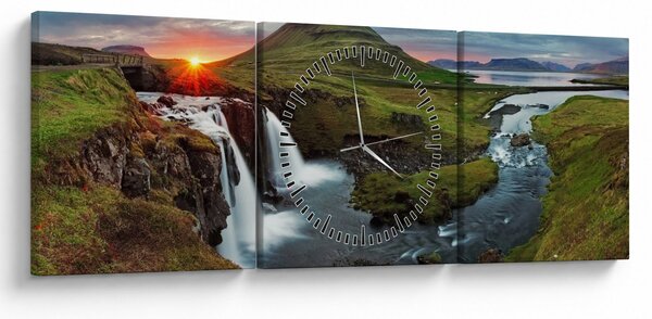 Obraz - Kirkjufell při západu slunce (s hodinami) (90x30 cm)