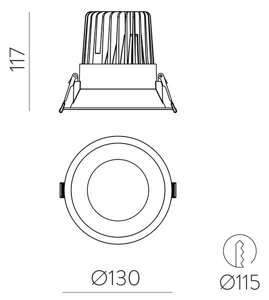 ACB Iluminacion Zapuštěné LED svítidlo KIDAL, ⌀ 13 cm, 20W, CRI90, IP44 Barva: Bílá, Teplota světla: 2700K - teplá bílá, Stmívání, řízení: TRIAC