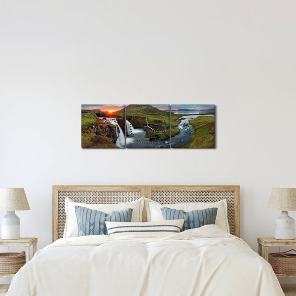 Obraz - Kirkjufell při západu slunce (s hodinami) (90x30 cm)