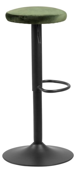 Zelená čalouněná barová stolička s nastavitelnou výškou (výška sedáku 62 cm) Finch – Actona