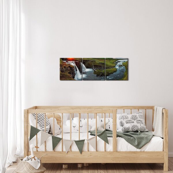 Obraz - Kirkjufell při západu slunce (s hodinami) (90x30 cm)