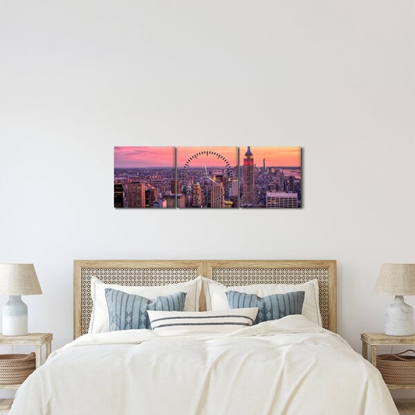 Obraz - New York (s hodinami) (90x30 cm)