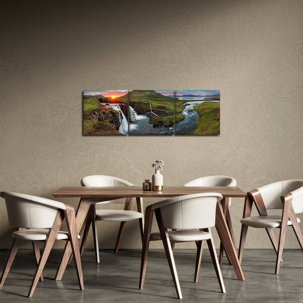 Obraz - Kirkjufell při západu slunce (s hodinami) (90x30 cm)