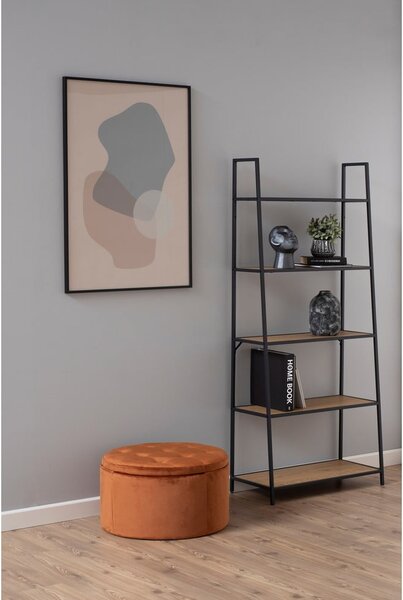 Regál v dekoru dubu v černo-přírodní barvě 77x175 cm Seaford – Actona