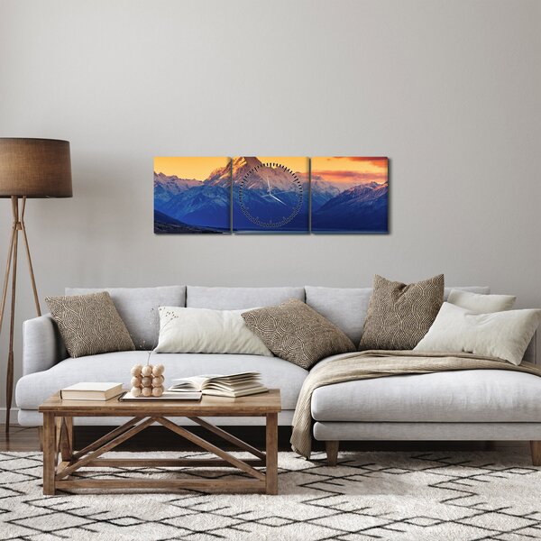Obraz - Jezero Pukaki (s hodinami) (90x30 cm)