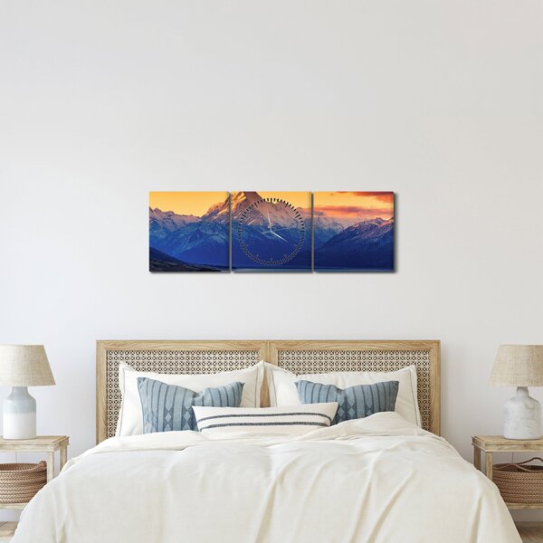 Obraz - Jezero Pukaki (s hodinami) (90x30 cm)