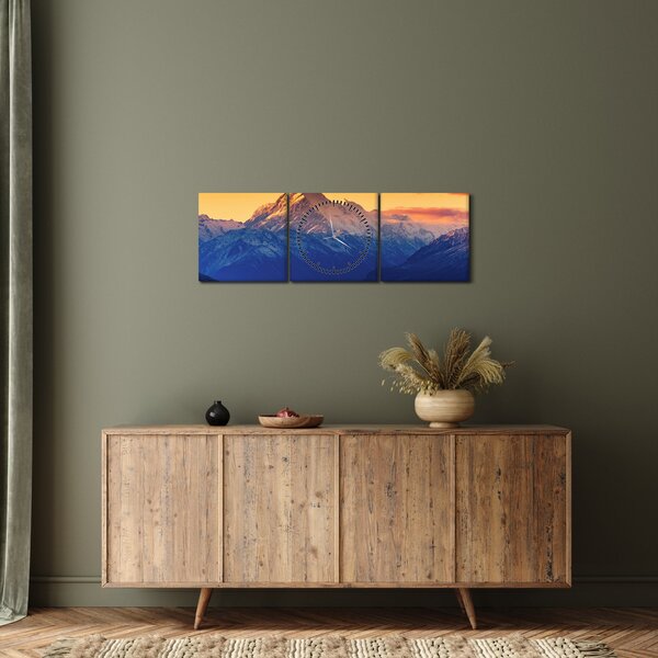 Obraz - Jezero Pukaki (s hodinami) (90x30 cm)