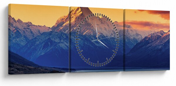 Obraz - Jezero Pukaki (s hodinami) (90x30 cm)
