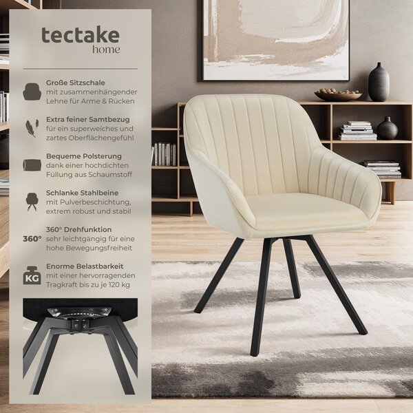 Tectake® Otočné křeslo Snug čalouněné, sametový vzhled 58 x 58 x 82 cm