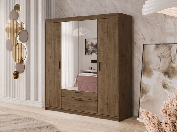 Šatní skříň se zrcadlem Melen 4D, Barva: dub olejový 5903211475399