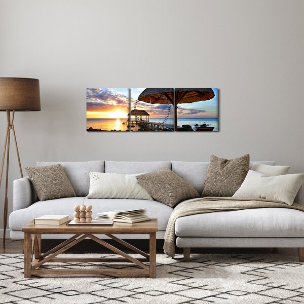 Obraz - Západ slunce na Mauriciu (s hodinami) (90x30 cm)