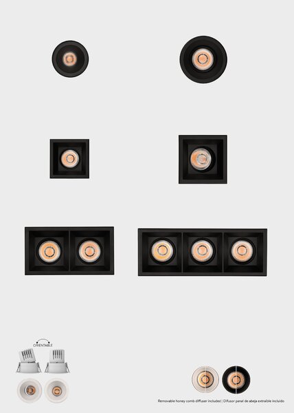 ACB Iluminacion Zapuštěné LED bodové svítidlo MOVE, š. 64 mm, 5W, CRI90, IP44 Barva: Černá, Teplota světla: 2700K - teplá bílá, Stmívání, řízení: TRIAC