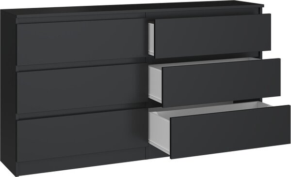 Topeshop M6 140 CZAR 2X3, Černá, 6 zásuvka/zásuvek, Dřevotřískové desky, Jednobarevný, Moderní, Dřevotřískové desky