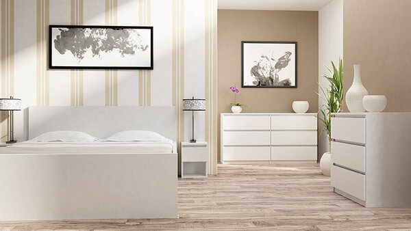 Topeshop M5 BIEL, Bílá, 5 zásuvka/zásuvek, Dřevotřískové desky, Jednobarevný, Moderní, Dřevotřískové desky