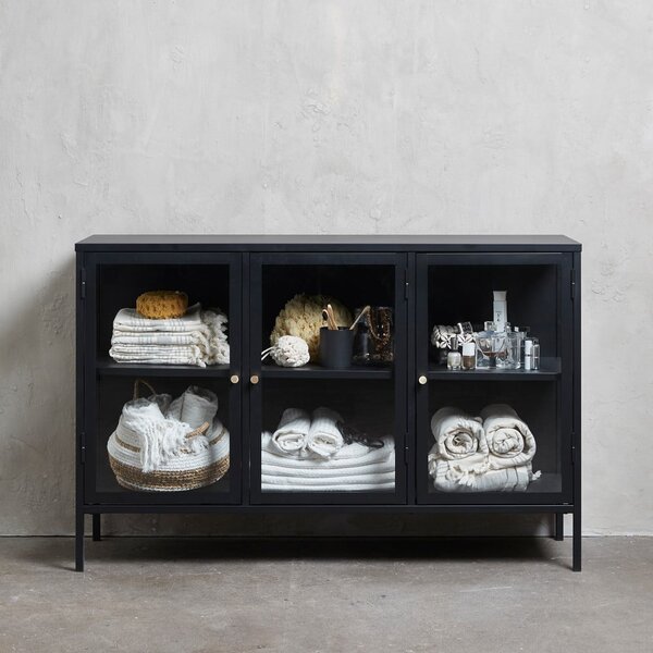 Černá kovová vitrína 132x85 cm Carmel – Unique Furniture