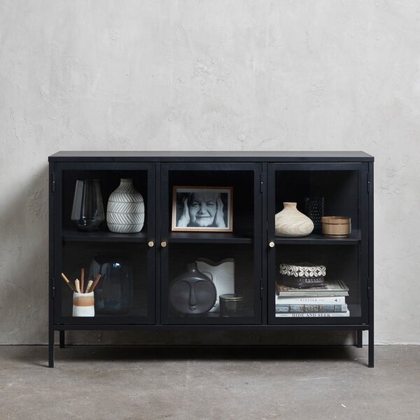 Černá kovová vitrína 132x85 cm Carmel – Unique Furniture