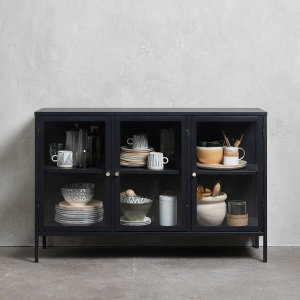 Černá kovová vitrína 132x85 cm Carmel – Unique Furniture