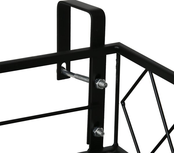 Outsunny Zahradní Hrnce s Háčky na Zábradlí, Kovový Držák na Květináče na Balkón a Terasu, Nosnost až 20kg, 100x31x12cm, Černá | Aosom
