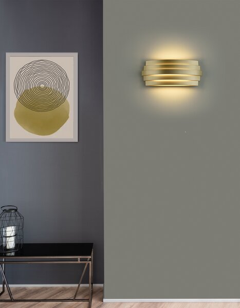 ACB Iluminacion Nástěnné LED svítidlo LUXUR, š.30 cm, 20W, CRI90, CCT switch 2700-3000K Barva: Zlatá, Stmívání, řízení: DALI/PUSH