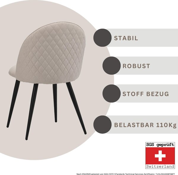Židle do jídelny Albatros s látkovým potahem Capo Beige - látka Stylový vintage design, látkový potah, čalouněná židle testovaná SGS - moderní židle do kuchyně, jídelny nebo jídelního stolu
