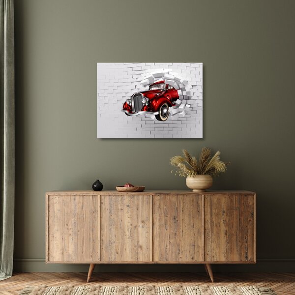 Skleněný obraz - Červené auto (70x50 cm)