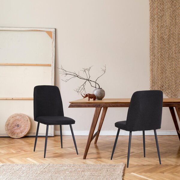 Látková židle Albatros BONO černá - sada 2 jídelních židlí v moderním retro designu Látkový potah DEKRA testovaný na snadnou údržbu