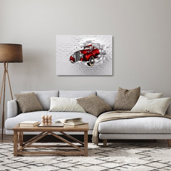 Skleněný obraz - Červené auto (70x50 cm)