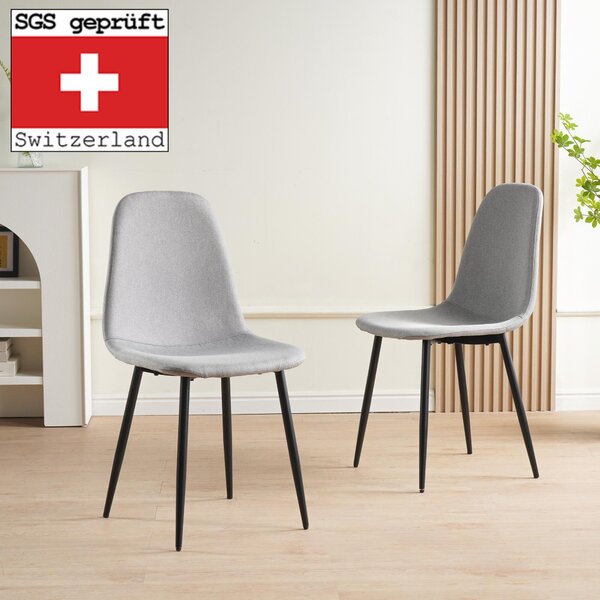 Jídelní židle Albatros BARI s látkovým potahem, sada 4 židlí v šedé barvě, stylový vintage design, nosnost 110 kg, čalouněná židle - moderní kuchyňská židle