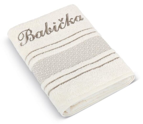 Bellatex Froté ručník mozaika se jménem BABIČKA 50x100 cm krémová