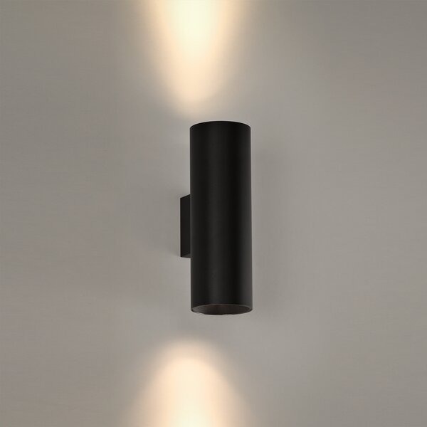 ACB Iluminacion Nástěnné LED svítidlo PIPE, v. 18 cm, 2x6W, CRI90 Barva: Černá, Stmívání, řízení: DALI/PUSH