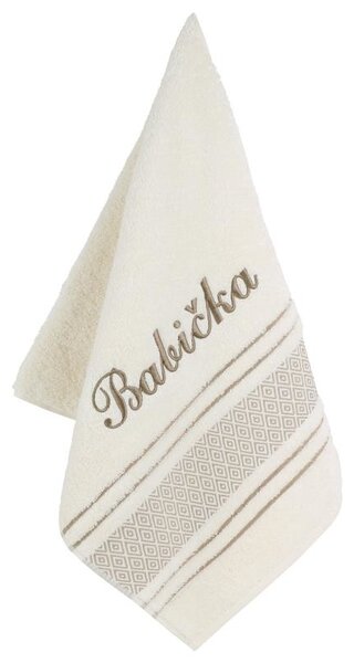 Bellatex Froté ručník mozaika se jménem BABIČKA 50x100 cm krémová