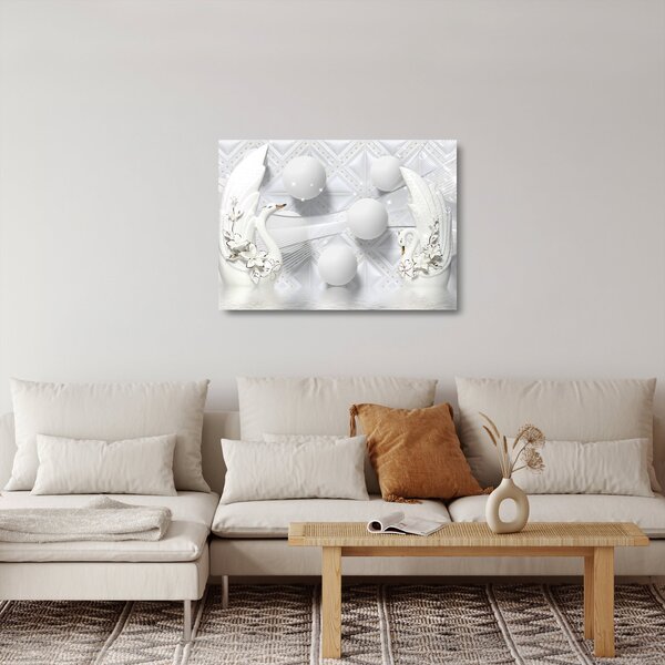 Skleněný obraz - Zlatá labuť na vodě (70x50 cm)
