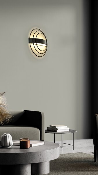 ACB Iluminacion Nástěnné LED svítidlo RINGO, ⌀ 36 cm, 13W, CRI90, CCT switch 2700-3000K Barva: Černá, Stmívání, řízení: DALI/PUSH