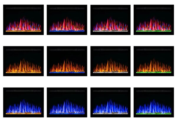 ArtiFlame AF27WR Elektrický vestavný krb s ohřevem 1800 W, realistický efekt plamene, LED osvětlení, dálkové ovládání, časovač, černý