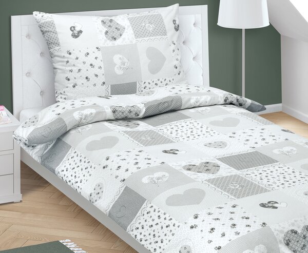 Bellatex Povlečení bavlněné s hotelovou kapsou 140x200, 70x90 cm Srdce