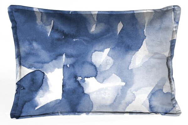 Modrý sametový polštář Velvet Atelier, 50 x 35 cm
