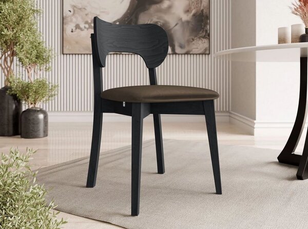 Čalouněná jídelní židle CIBOLO 3 - černá / tmavá hnědá