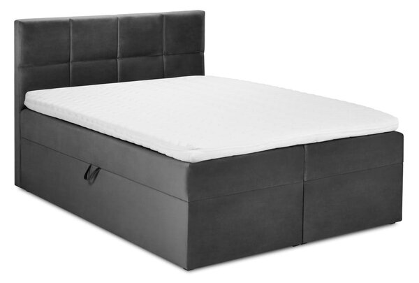 Tmavě šedá sametová dvoulůžková postel Mazzini Beds Mimicry, 160 x 200 cm