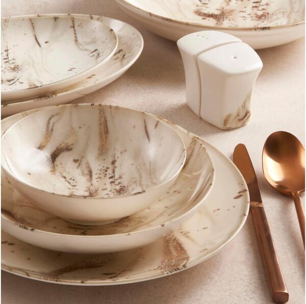 Jídelní sada 26 ks béžová/hnědá/porcelán