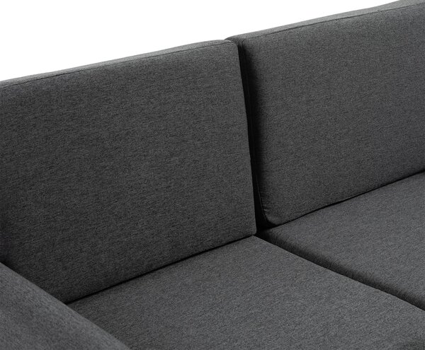 HOMCOM Široká dvoumístná pohovka s odnímatelnými polštáři pro obývací pokoj z látky s efektem lnu a pěny, 141x70x78 cm, tmavě šedá a černá | Aosom