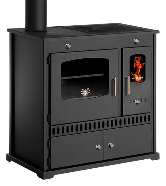PROMETEY Perfect Eco 7 kW litinový plotýnkový vařič na dřevo Sporák levý
