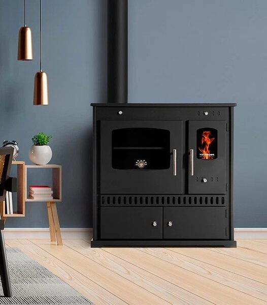 PROMETEY Perfect Eco 7 kW litinový plotýnkový vařič na dřevo Sporák levý