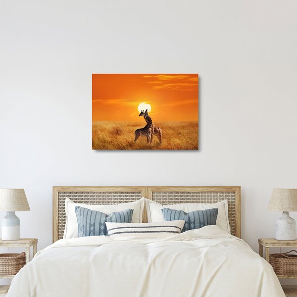 Skleněný obraz - Žirafy v národním parku Serengeti (70x50 cm)